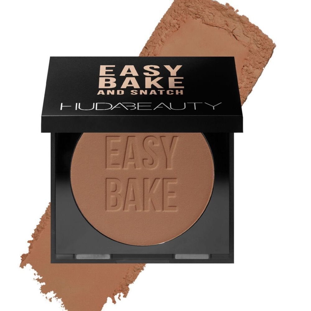 Huda Beauty Easy Bake and Snatch pressed brightening & setting in Coffee Cake